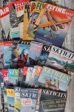 catalog photo of lot WWII vintage flying magazines, Popular Aviation, Skyways, Flying Aces flyer pilots