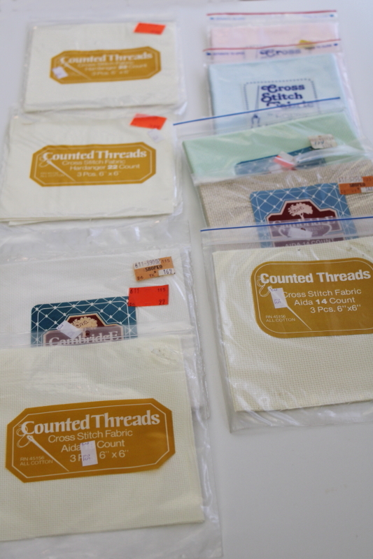 photo of lot aida cloth for counted cross stitch & hardanger embroidery fabric sealed pkgs #1
