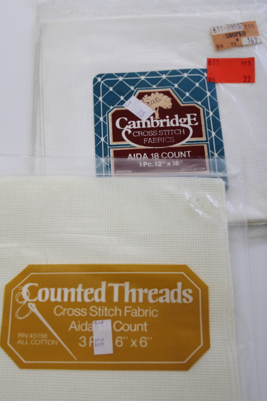 photo of lot aida cloth for counted cross stitch & hardanger embroidery fabric sealed pkgs #3
