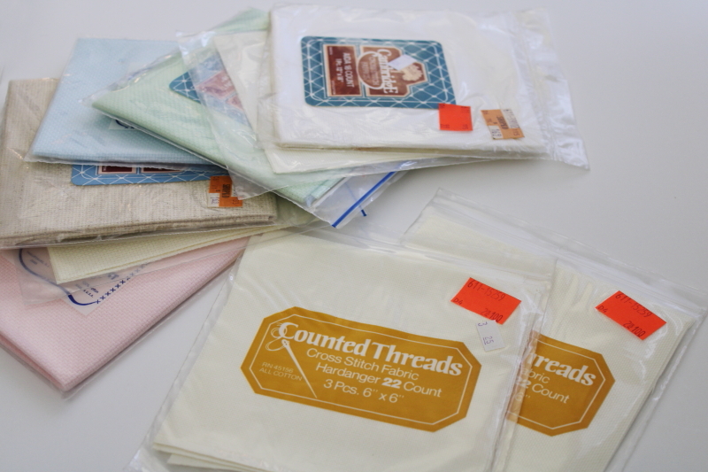 photo of lot aida cloth for counted cross stitch & hardanger embroidery fabric sealed pkgs #5
