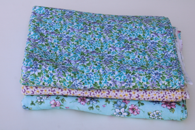 photo of lot all cotton jersey knit fabric, retro granny floral prints, soft comfy fabric for tops or pjs #1