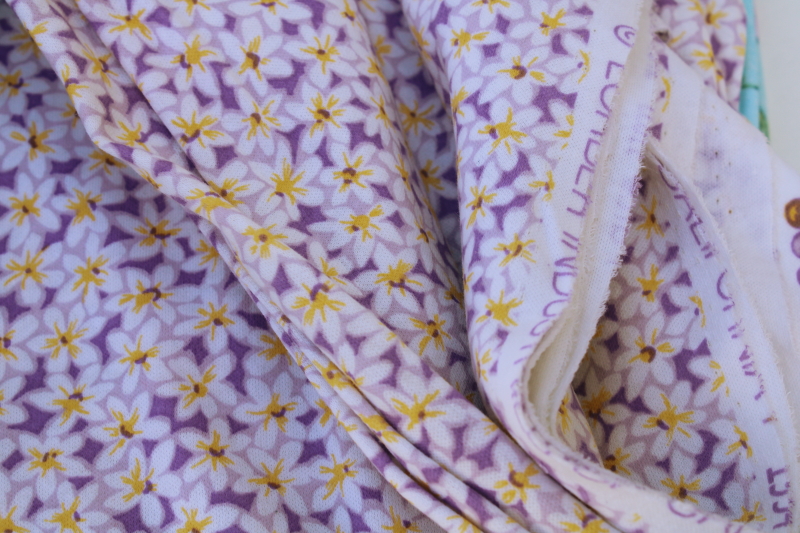 photo of lot all cotton jersey knit fabric, retro granny floral prints, soft comfy fabric for tops or pjs #3