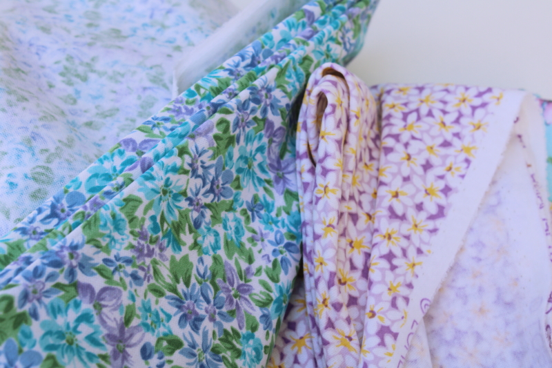 photo of lot all cotton jersey knit fabric, retro granny floral prints, soft comfy fabric for tops or pjs #6