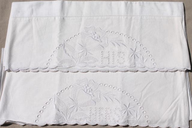 photo of lot all white cotton sheets & pillowcases, vintage bed linens, some trimmed w/ crochet #8