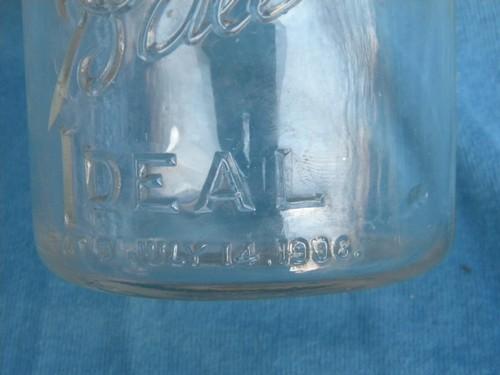 photo of lot antique 1 pint size Ball jars glass and wire lightning lids 1908 pat #3