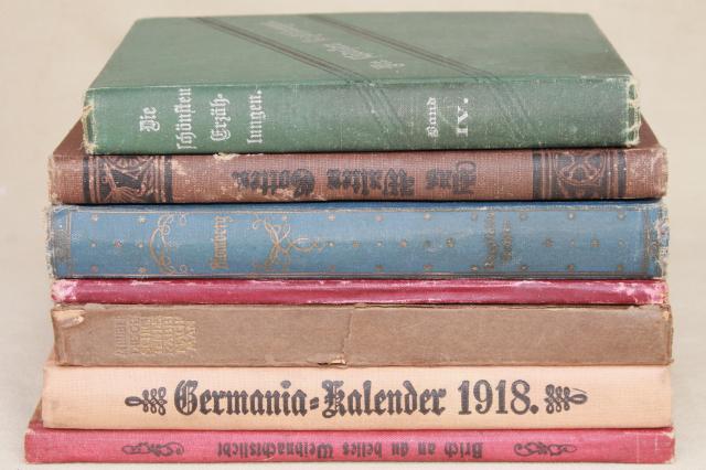 photo of lot antique 1800s vintage German books & almanacs w/ gothic typeface & beautiful bindings #12