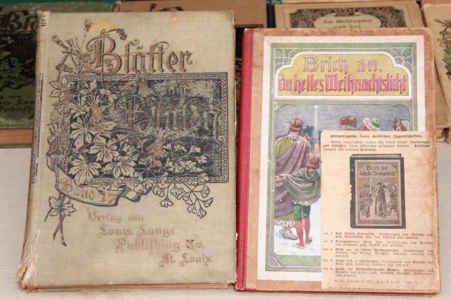 photo of lot antique 1800s vintage German books & almanacs w/ gothic typeface & beautiful bindings #13