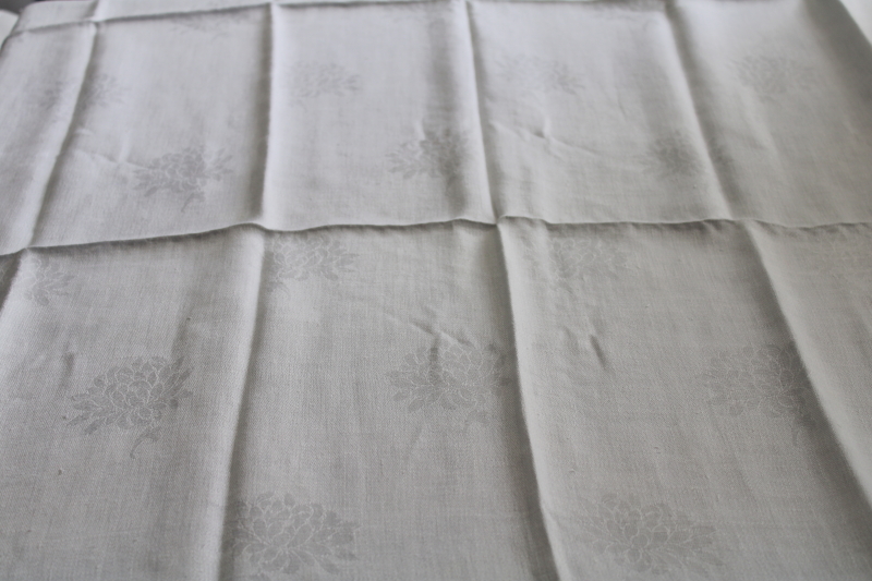 photo of lot antique and vintage cotton damask tablecloths, mended cutter fabric for upcycle #8