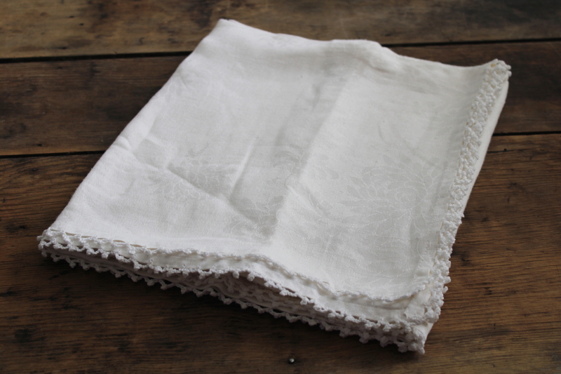 photo of lot antique and vintage cotton damask tablecloths, mended cutter fabric for upcycle #9