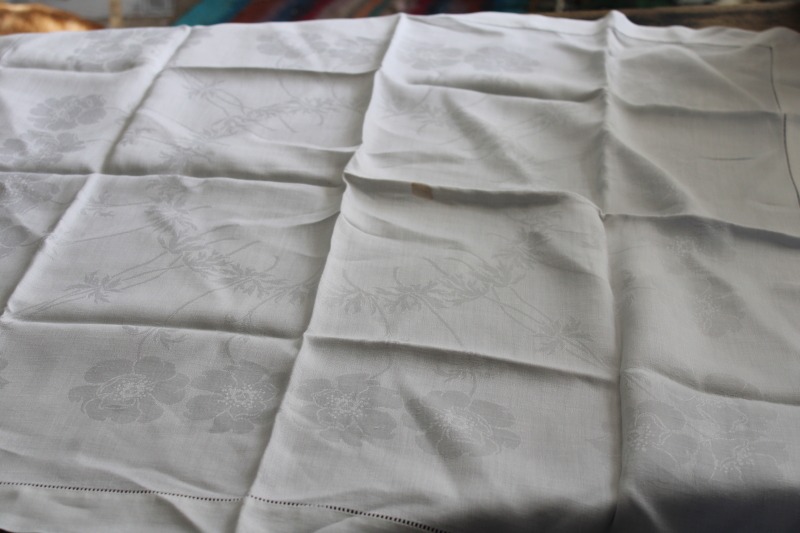 photo of lot antique and vintage cotton damask tablecloths, mended cutter fabric for upcycle #11
