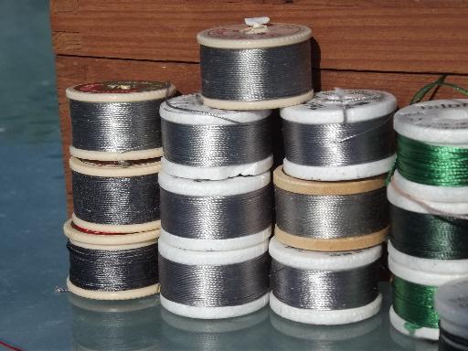 photo of lot antique and vintage fine pure silk embroidery sewing thread, jewel colors #2