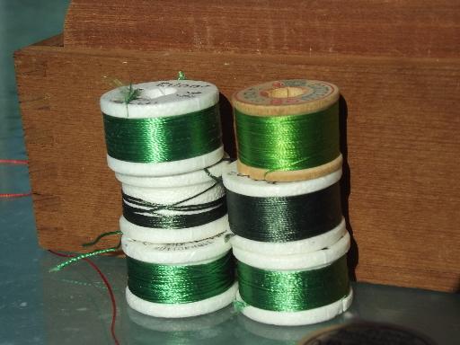 photo of lot antique and vintage fine pure silk embroidery sewing thread, jewel colors #3