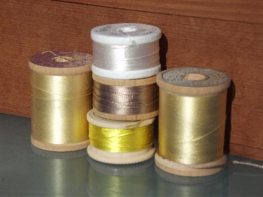 photo of lot antique and vintage fine pure silk embroidery sewing thread, jewel colors #5