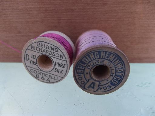 photo of lot antique and vintage fine pure silk embroidery sewing thread, jewel colors #9
