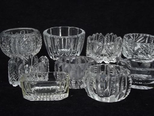 photo of lot antique and vintage salts glass dishes, 32 individual salt dips #6