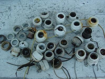 photo of lot antique architectural china light sockets Hubbell #1