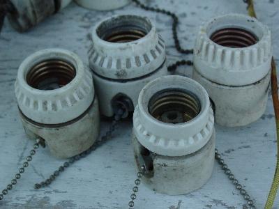 photo of lot antique architectural china light sockets Hubbell #2