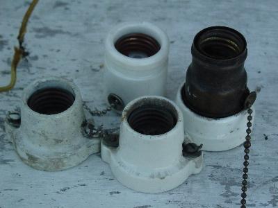 photo of lot antique architectural china light sockets Hubbell #3