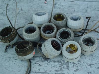 photo of lot antique architectural china light sockets Hubbell #5