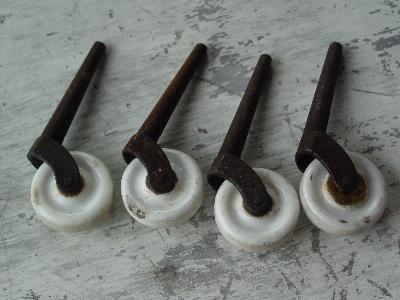 photo of lot antique china castor wheels for table or chairs #1