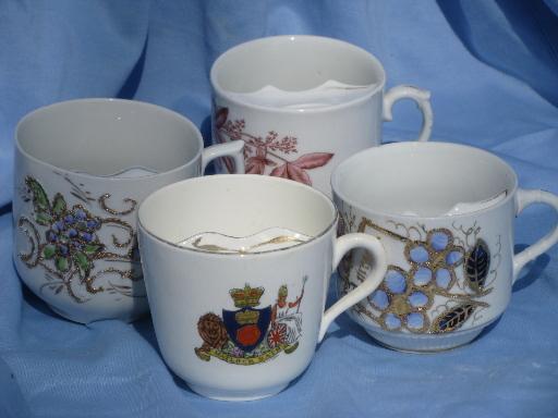 photo of lot antique china mustache cups, Germany, Prussia, seal of Metlock-Bath #1