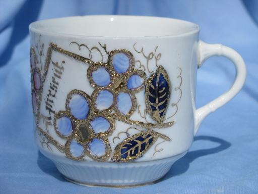 photo of lot antique china mustache cups, Germany, Prussia, seal of Metlock-Bath #3