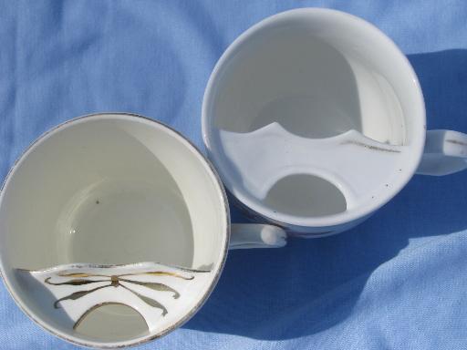 photo of lot antique china mustache cups, Germany, Prussia, seal of Metlock-Bath #10