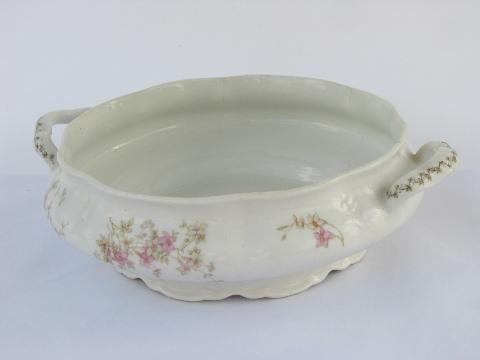 photo of lot antique china tureens, tureen bowls without lids, for flowers, forcing bulbs? #4