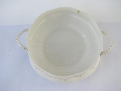 photo of lot antique china tureens, tureen bowls without lids, for flowers, forcing bulbs? #7