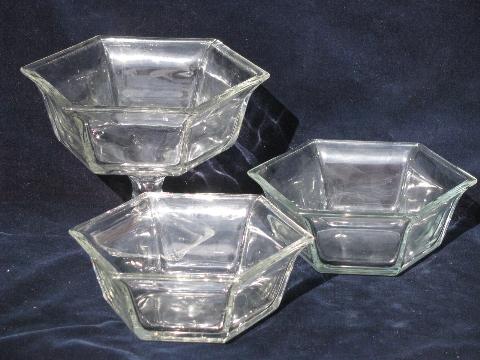 photo of lot antique colonial panel pattern glass bowls & comport dish, EAPG vintage #1