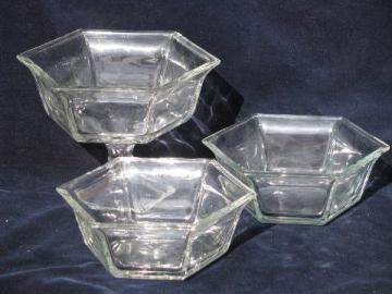 catalog photo of lot antique colonial panel pattern glass bowls & comport dish, EAPG vintage