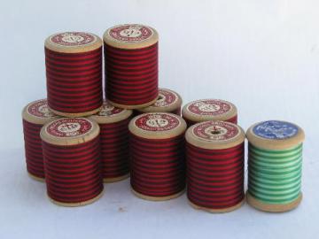 catalog photo of lot antique french cotton sewing / embroidery thread, vintage wood spools