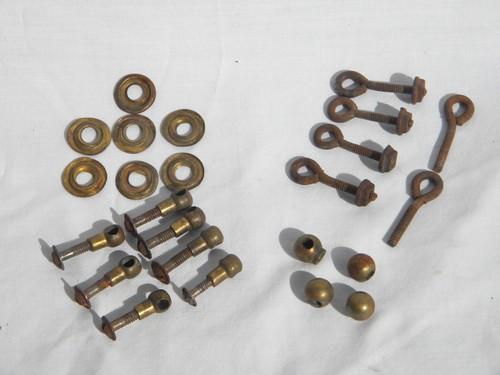 photo of lot antique french rococo brass hardware drawer pulls restoration parts #5