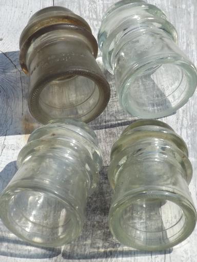 photo of lot antique glass telegraph electrical insulators, steampunk vintage #2