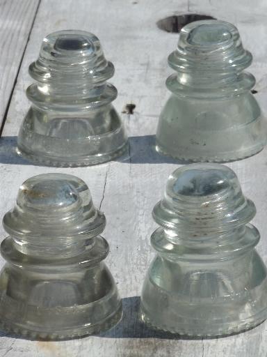 photo of lot antique glass telegraph electrical insulators, steampunk vintage #3