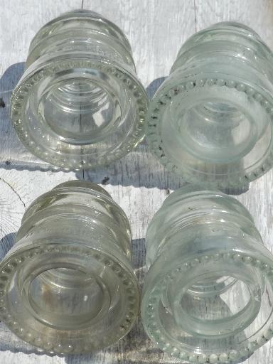 photo of lot antique glass telegraph electrical insulators, steampunk vintage #5