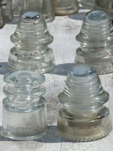 photo of lot antique glass telegraph electrical insulators, steampunk vintage #6