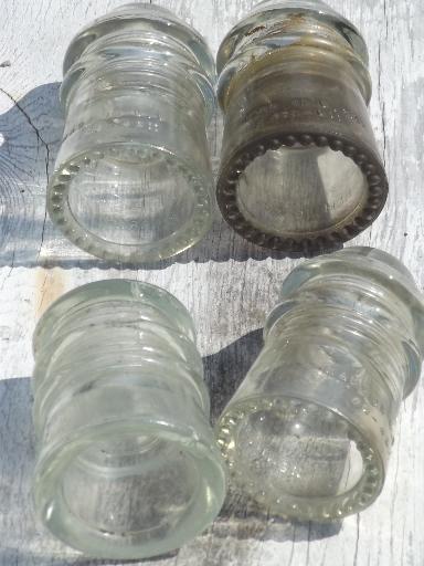 photo of lot antique glass telegraph electrical insulators, steampunk vintage #11