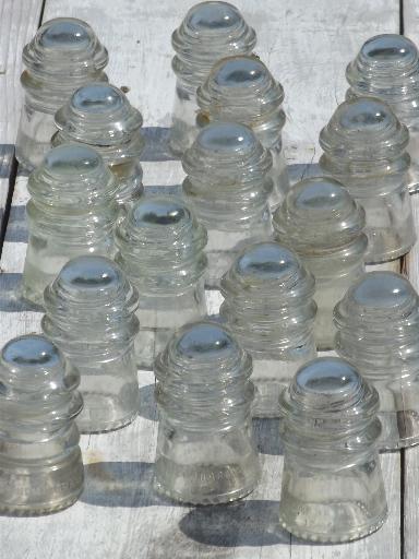 photo of lot antique glass telegraph electrical insulators, steampunk vintage #1