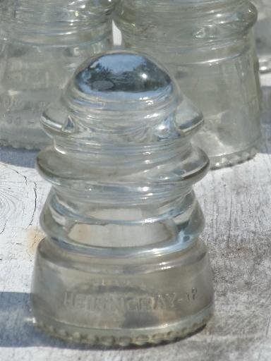 photo of lot antique glass telegraph electrical insulators, steampunk vintage #2