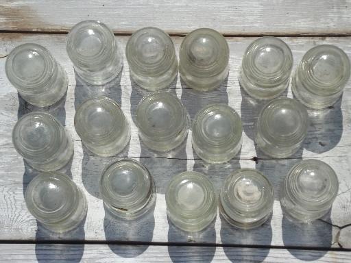 photo of lot antique glass telegraph electrical insulators, steampunk vintage #4