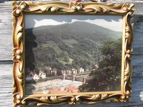 photo of lot antique gold ornate florentine picture frames, old and vintage prints #7