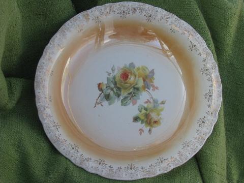 photo of lot antique luster and roses china bowls, early 1900s vintage Germany #10