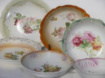 catalog photo of lot antique luster and roses china bowls, early 1900s vintage Germany