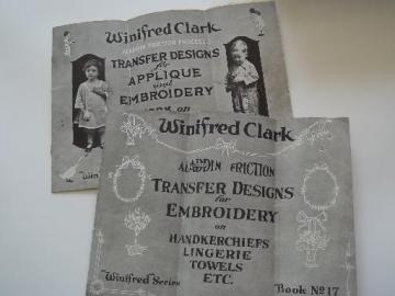 catalog photo of lot antique needlework transfer booklets, vintage embroidery patterns