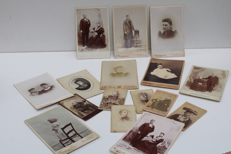 photo of lot antique photos, cabinet cards portraits Watertown Wisconsin photographers turn of the century vintage  #1