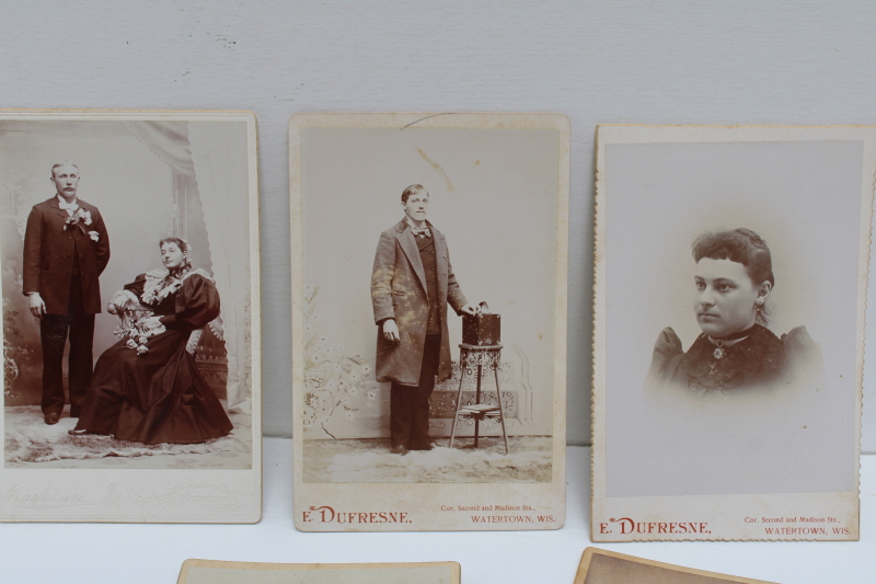 photo of lot antique photos, cabinet cards portraits Watertown Wisconsin photographers turn of the century vintage  #4