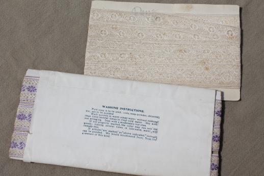 photo of lot antique sewing trims, lace & embroidered cotton ribbon insertions w/ original Victorian labels #3