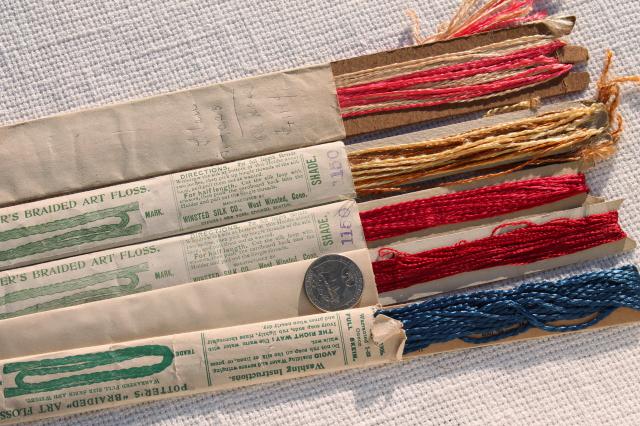 photo of lot antique silk floss embroidery thread w/ old paper labels vintage 1898-1906 #6