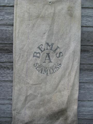 photo of lot antique striped heavy cotton feed sacks grain bags, vintage farm primitive fabric #4